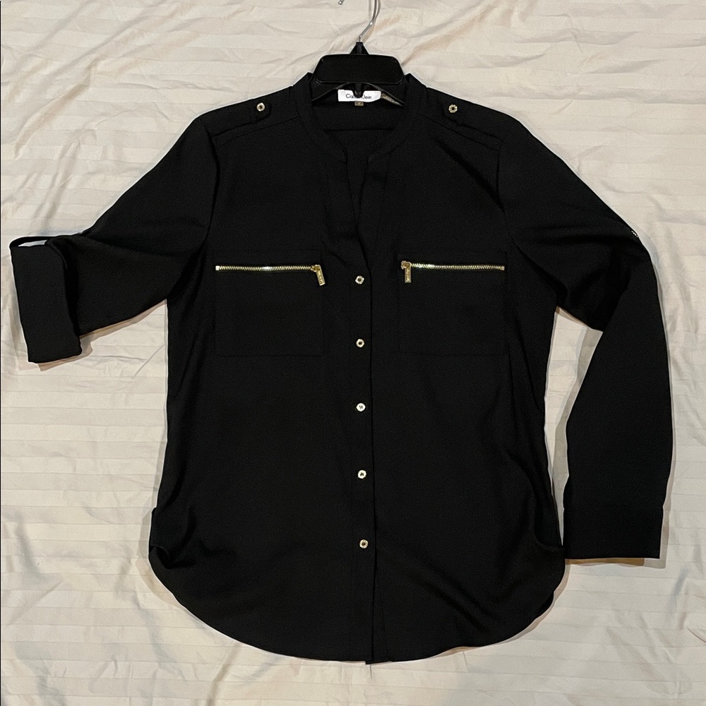 Calvin Klein Black Shirt with Gold Accents